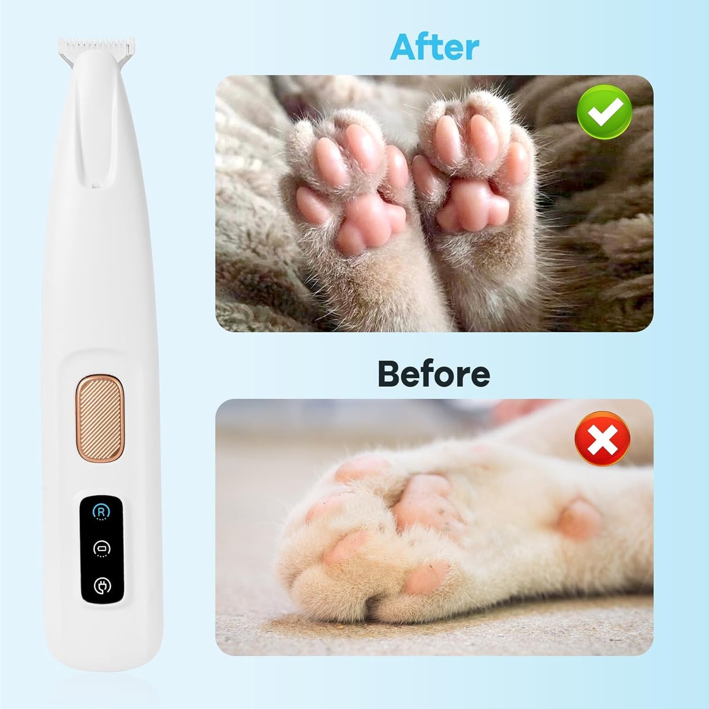 LED Dog Paw Trimmer  Waterproof Pet Hair Grooming Clippers With Display  18mm Wide Blade 6