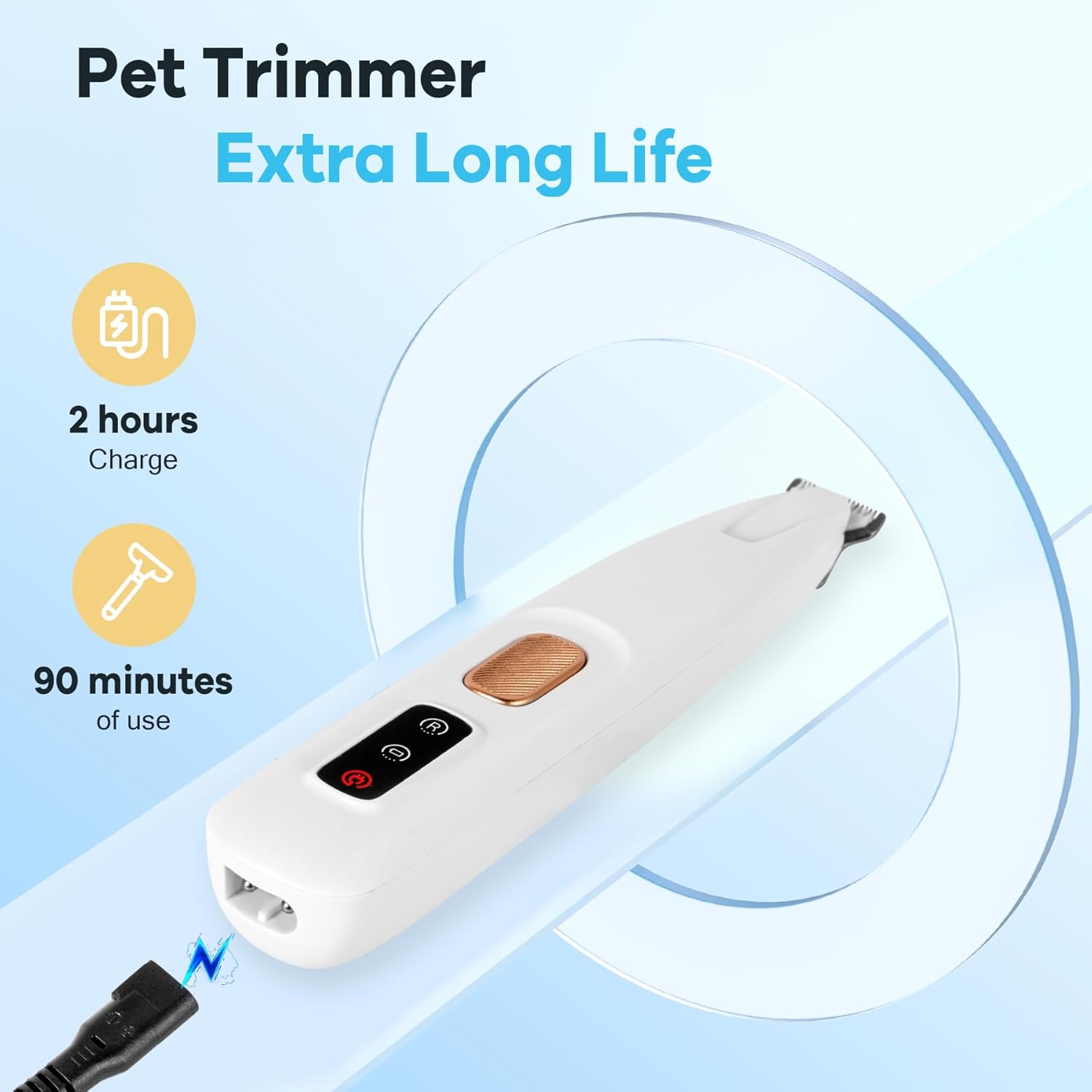 LED Dog Paw Trimmer  Waterproof Pet Hair Grooming Clippers With Display  18mm Wide Blade 3