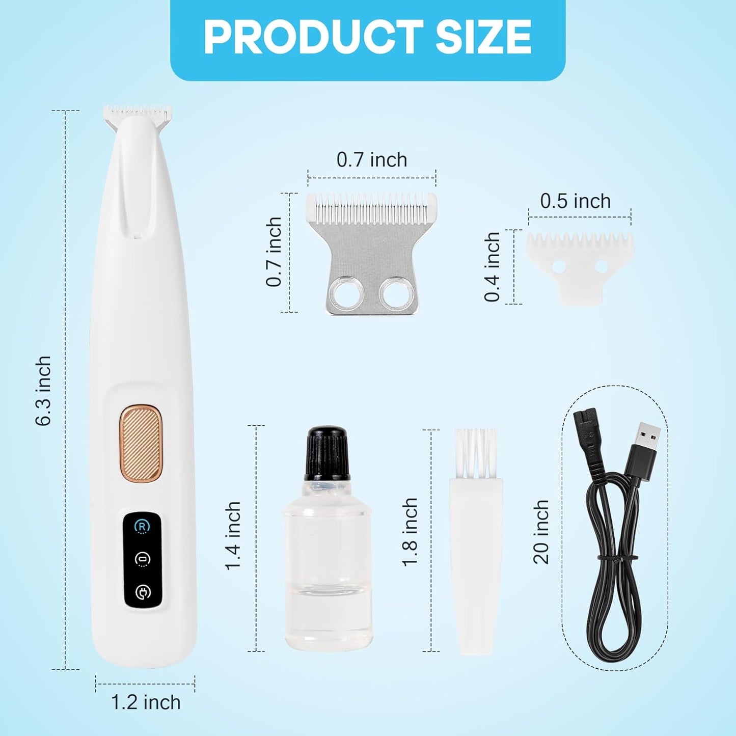 LED Dog Paw Trimmer  Waterproof Pet Hair Grooming Clippers With Display  18mm Wide Blade 2
