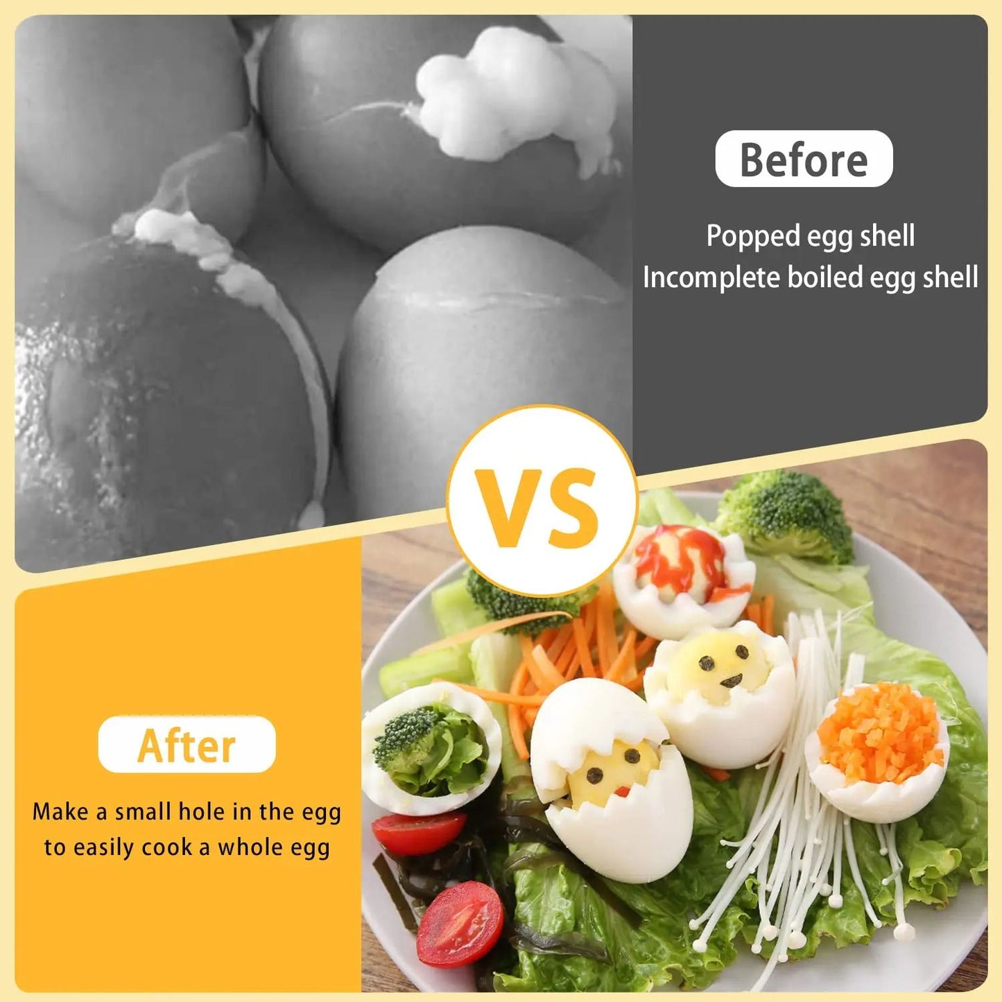 Leeseph Egg Piercer  Stainless Steel Needle Egg Hole Puncher  Poacher Tool For Easy HardBoiled Eggs 3