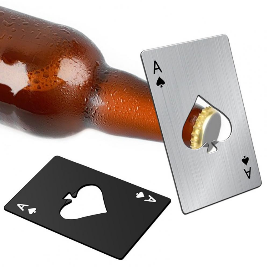 Stainless Steel Poker Card Bottle Can Opener Credit Card Size Metal Bar Tool For Beer  Restaurant U 1