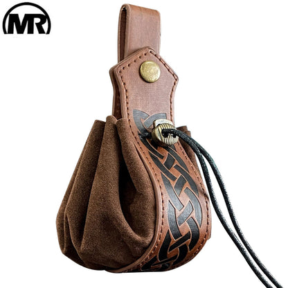 Men Viking-Style Medieval Coin Pouch Belt Bag, High-Quality Retro Leather Waist Purse, Cool Renaissance Festival Costume