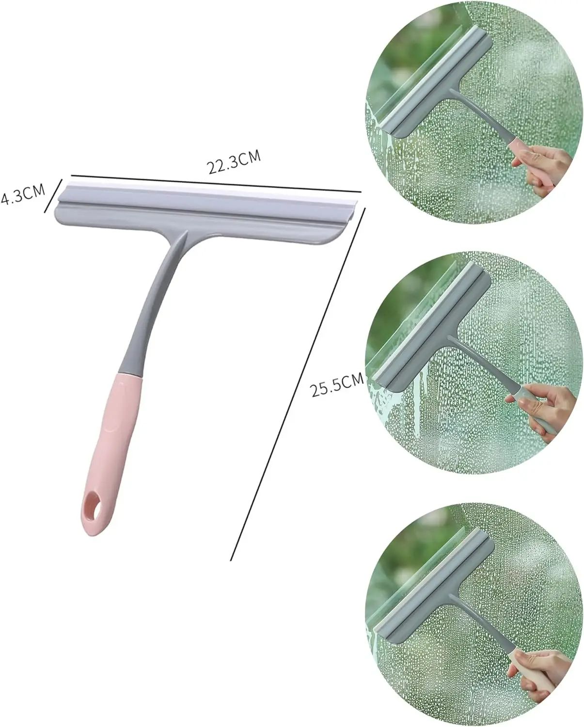 Shower Window Squeegee For Shower Doors Bathroom Glass Car Window Cleaning NonSlip Handle Rubber Bl 3