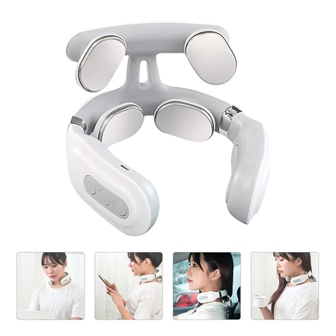4D Neck Massage Machine With Heat  Cervical Spine Massager With Vibration Hot Compress  Breathing L 1