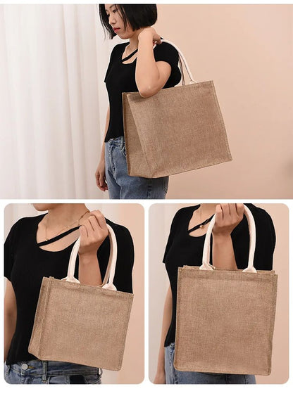Linen Bags  HandPainted Cotton Sacks Jute Portable Imitation Sacks For Shopping Stylish Laminated B 1