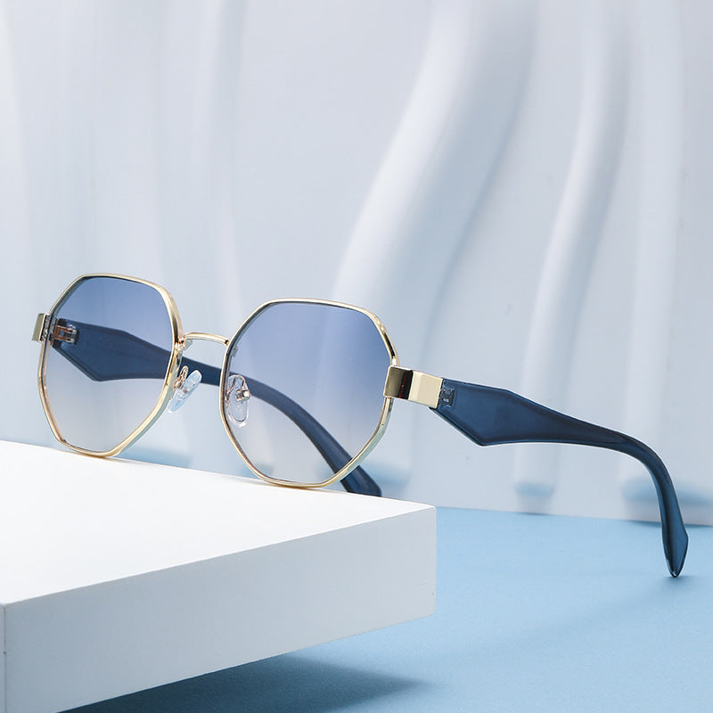 Retro Polygonal Sunglasses Luxury Metal Frame Designer Shades For Women  Men 1