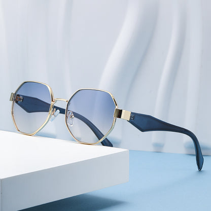 Retro Polygonal Sunglasses Luxury Metal Frame Designer Shades For Women  Men 1