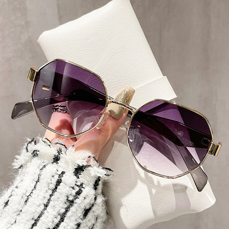 Retro Polygonal Sunglasses Luxury Metal Frame Designer Shades For Women  Men 2