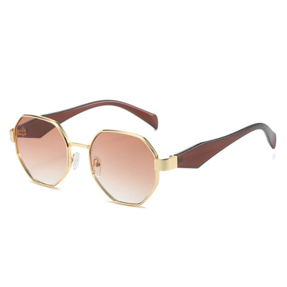 Retro Polygonal Sunglasses Luxury Metal Frame Designer Shades For Women  Men 6