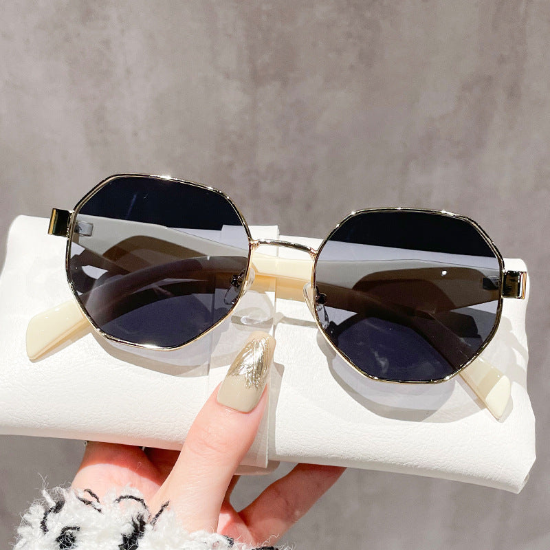 Retro Polygonal Sunglasses Luxury Metal Frame Designer Shades For Women  Men 3