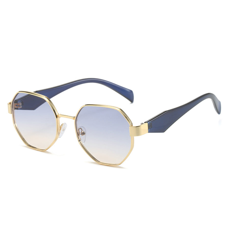 Retro Polygonal Sunglasses Luxury Metal Frame Designer Shades For Women  Men 7