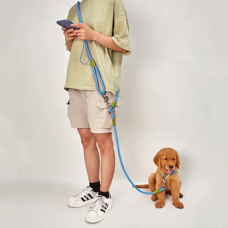 Reflective Nylon Dog Leash With Traffic Handle Slip Lead Rope Chain For Small Large Dogs HandsFree  2