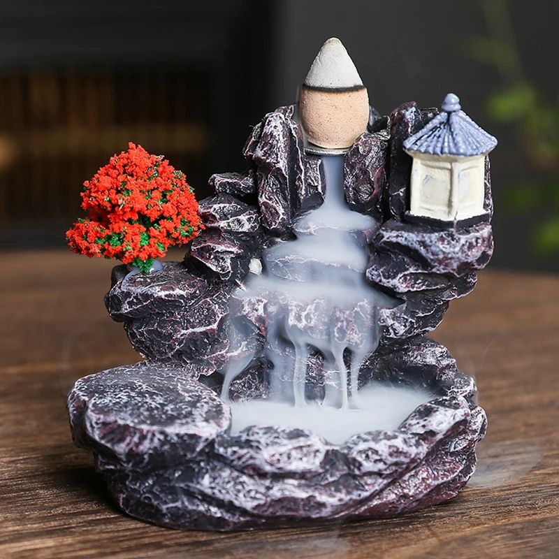 Waterfall Incense Burner Creative Resin Back Flow Censer Holder For Aromatherapy Zen Decor Indoor H 5