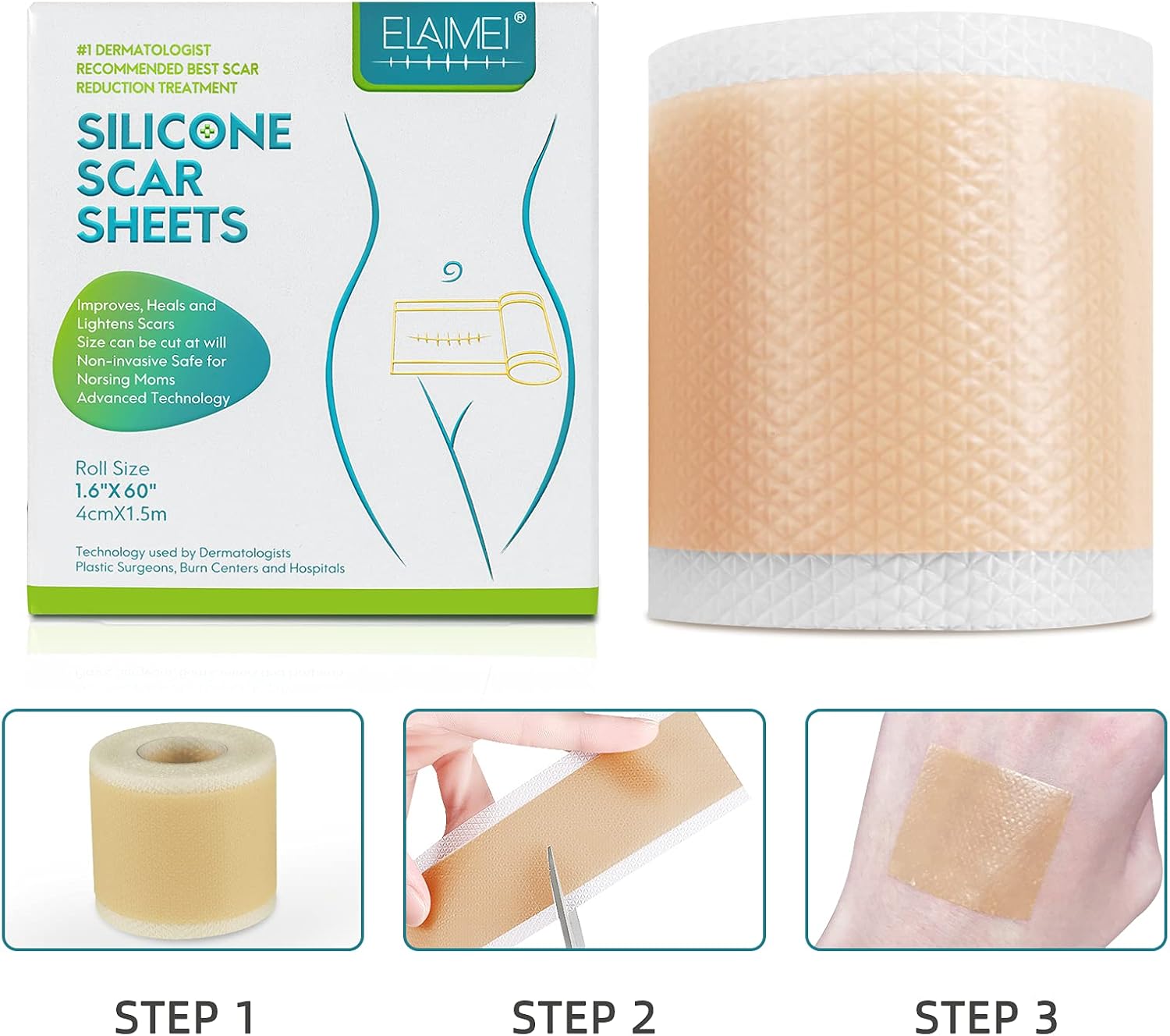 150cm SiliconTreatment E Scar Treatment Tape  Reusable Gel Patch For Acne Burn Surgical  Trauma Sca 1