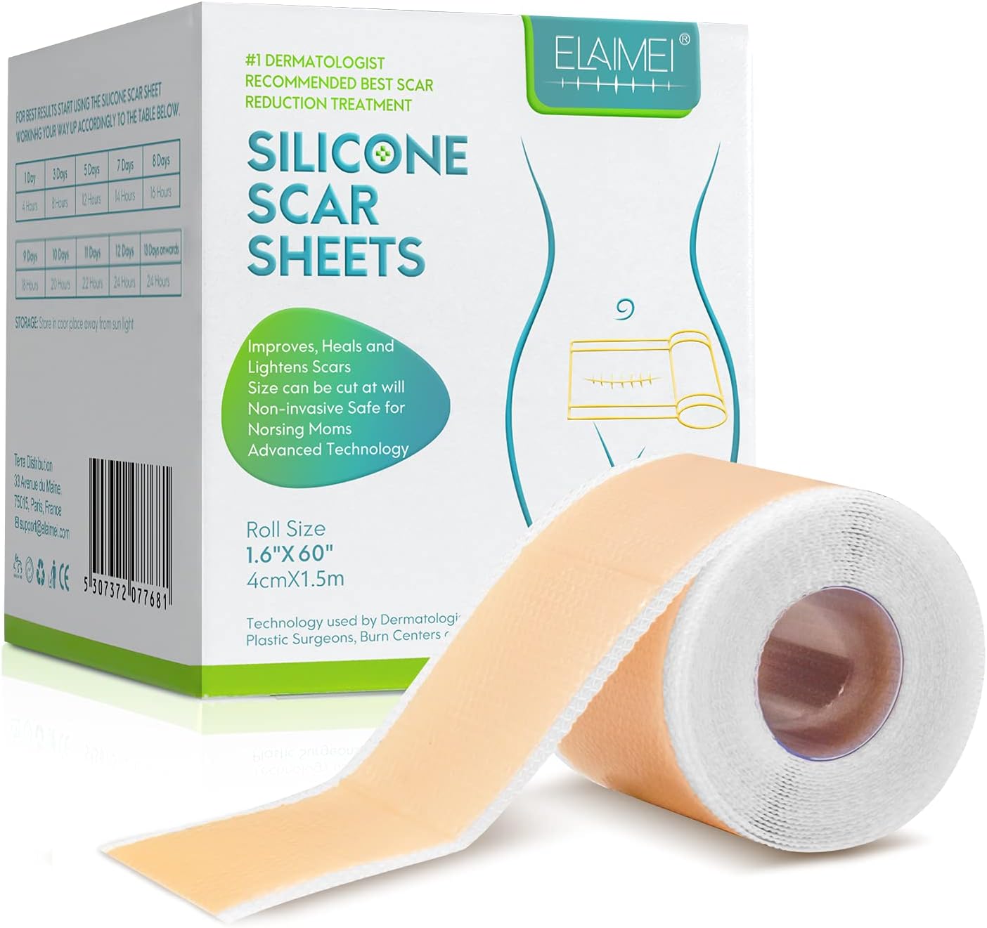 150cm SiliconTreatment e Scar Treatment Tape – Reusable Gel Patch for Acne, Burn, Surgical & Trauma Scar Reduction