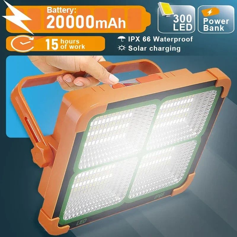 Camping Lantern Solar Rechargeable LED Tent Light with Magnet Powerful Flashlight & Power Bank for Emergency,Repair Use
