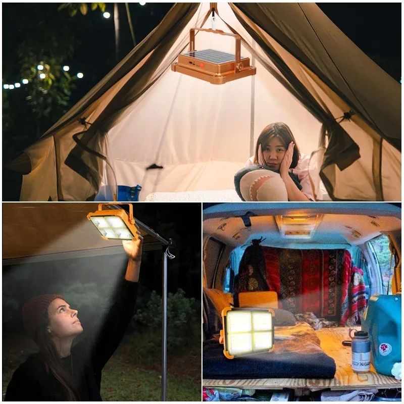 Camping Lantern Solar Rechargeable LED Tent Light With Magnet Powerful Flashlight  Power Bank For E 5
