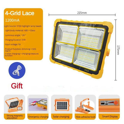 Camping Lantern Solar Rechargeable LED Tent Light With Magnet Powerful Flashlight  Power Bank For E 6