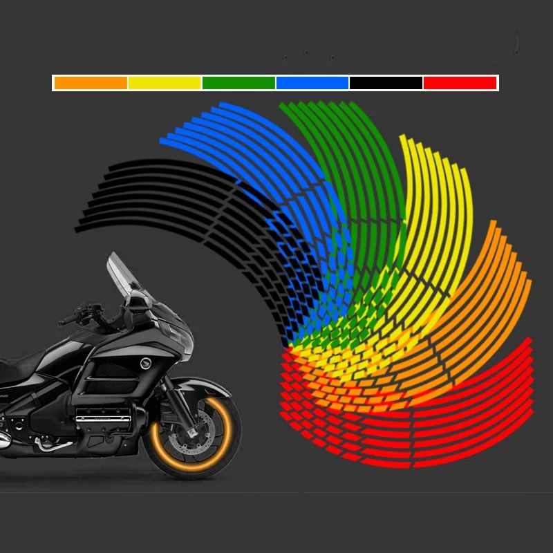 Motorcycle Wheel Tire Stickers, Reflective Rim Tape Strips, Universal Motorbike & Car Auto Decals