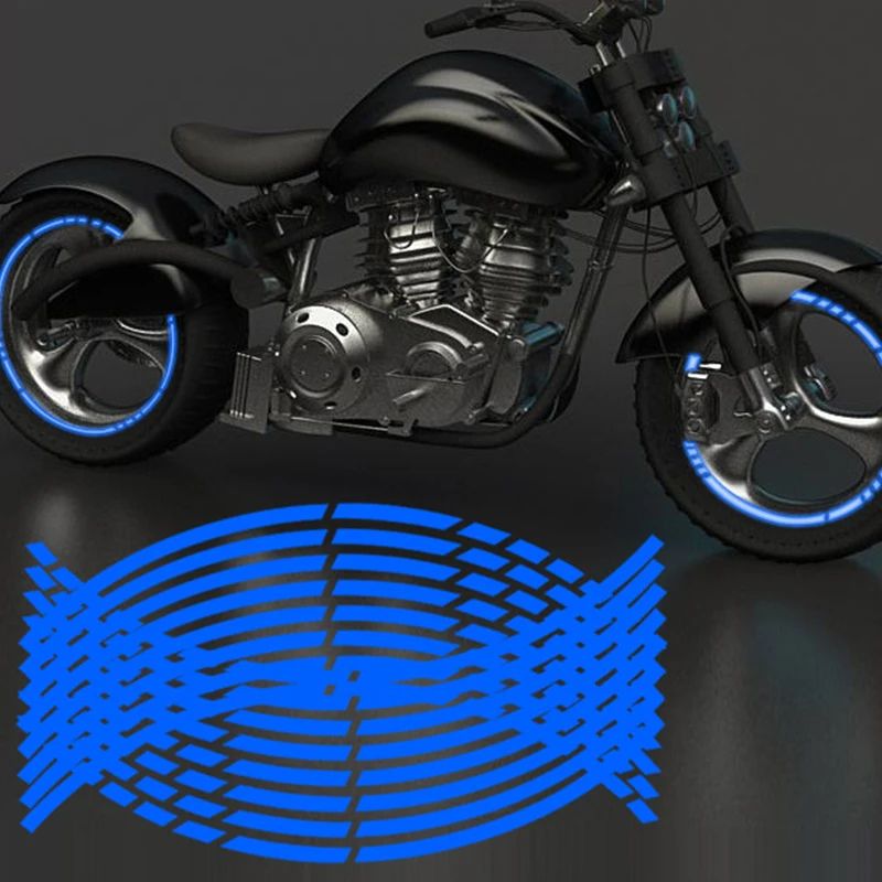 Motorcycle Wheel Tire Stickers Reflective Rim Tape Strips Universal Motorbike  Car Auto Decals 1