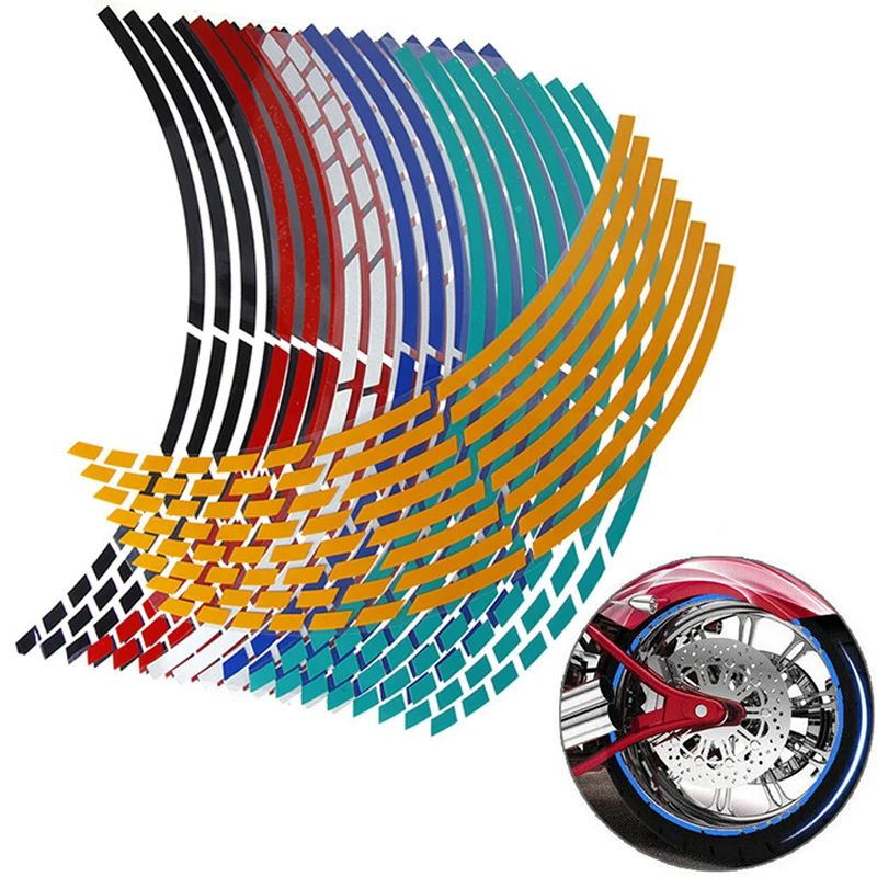 Motorcycle Wheel Tire Stickers Reflective Rim Tape Strips Universal Motorbike  Car Auto Decals 2