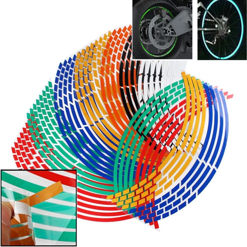 Motorcycle Wheel Tire Stickers Reflective Rim Tape Strips Universal Motorbike  Car Auto Decals 3