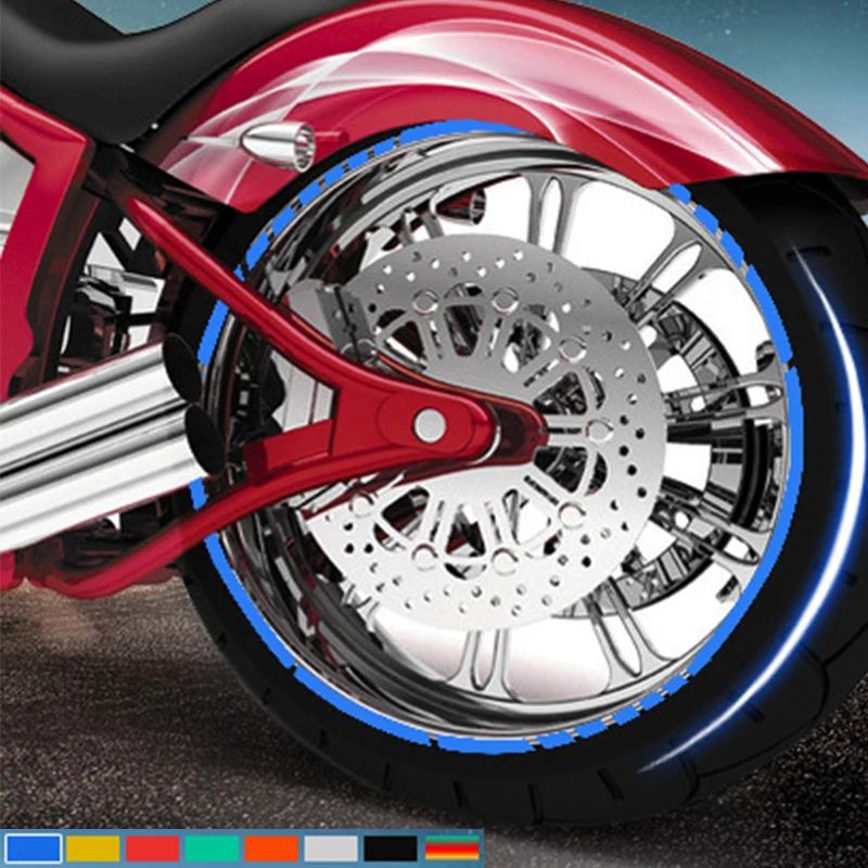 Motorcycle Wheel Tire Stickers Reflective Rim Tape Strips Universal Motorbike  Car Auto Decals 4