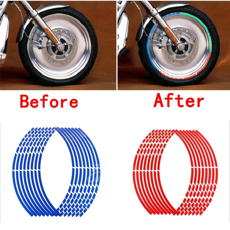 Motorcycle Wheel Tire Stickers Reflective Rim Tape Strips Universal Motorbike  Car Auto Decals 5