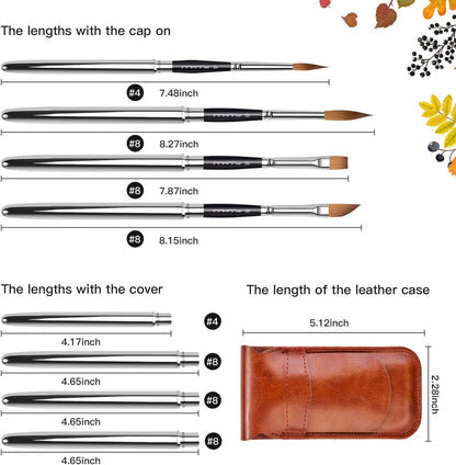 Travel Watercolor Brushes  Round ExtraLong Synthetic Sable Pocket Brushes With Protective Handle Ca 6