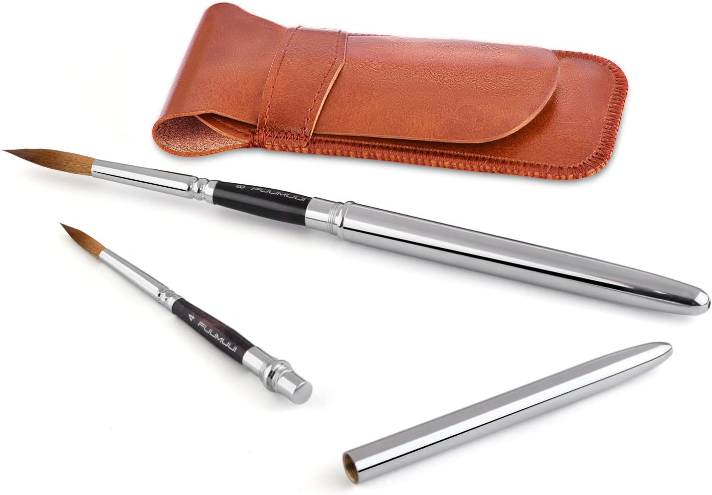 Travel Watercolor Brushes  Round ExtraLong Synthetic Sable Pocket Brushes With Protective Handle Ca 3