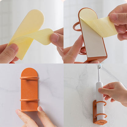 WallMounted Electric Toothbrush  Razor Holder PunchFree Bathroom Organizer With Storage Shelf 1