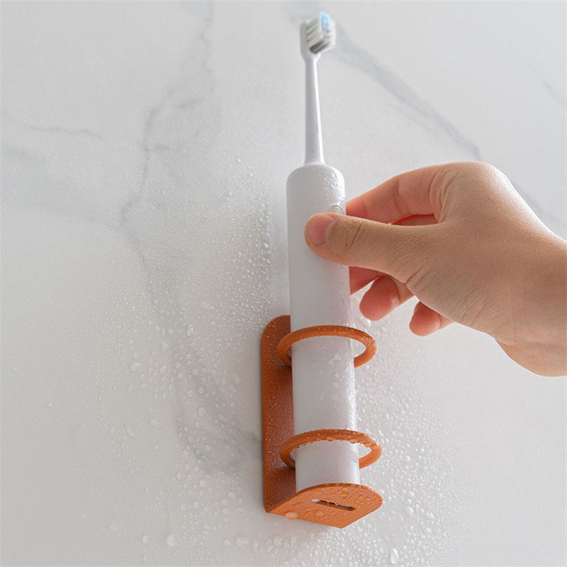 WallMounted Electric Toothbrush  Razor Holder PunchFree Bathroom Organizer With Storage Shelf 2