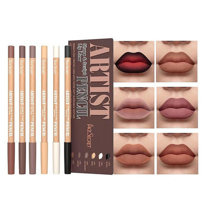 Face Secret Artist Sculpt Lip Liner Pencil Set  Matte Soft Blendable Precision Lip Definers 5