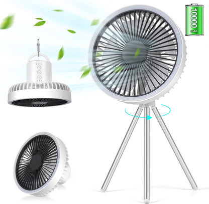 Portable Camping Fan With LED  Power Bank  4000mAh10000mAh Rechargeable Wireless Fan For Desk Tent  7