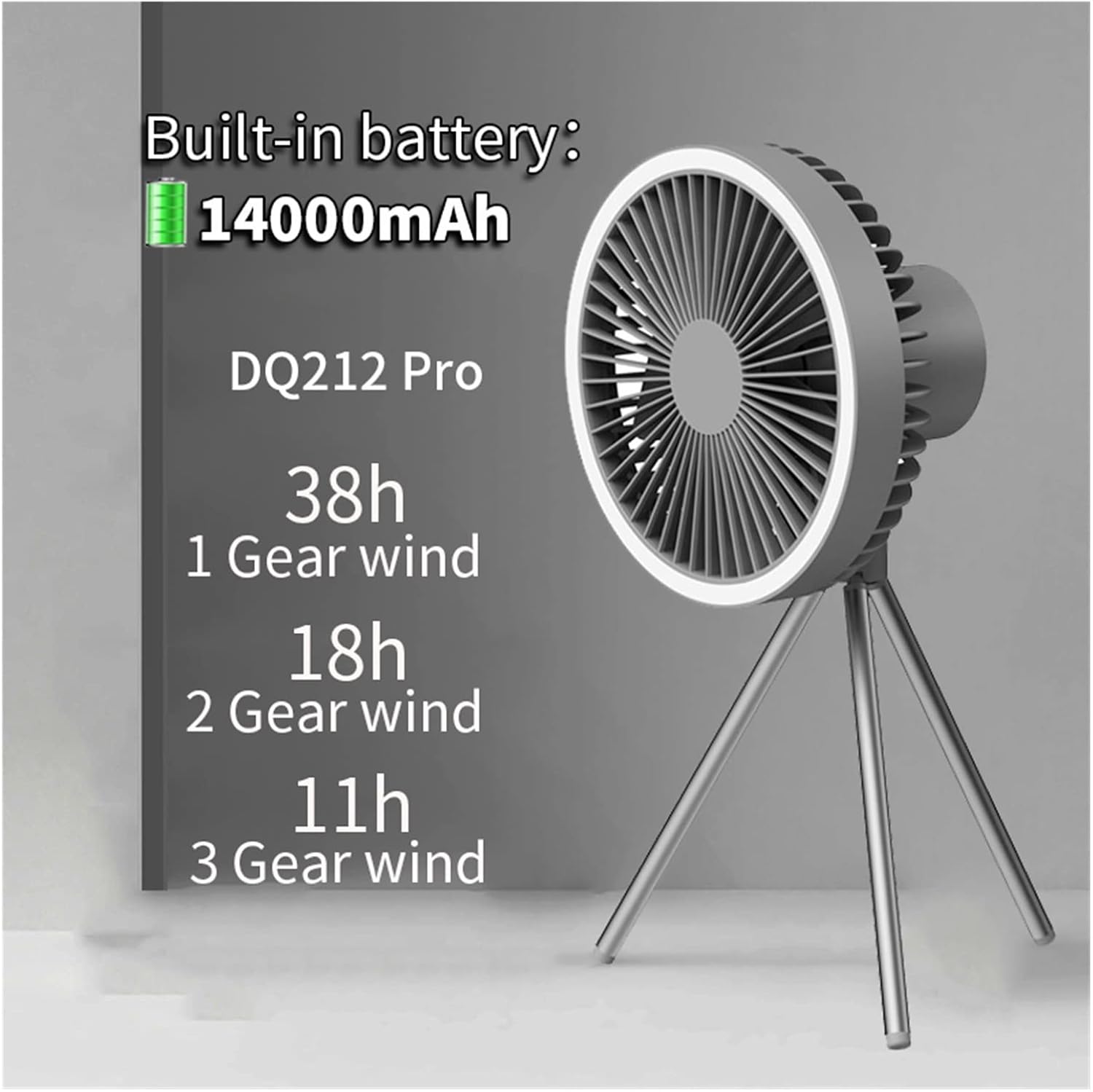 Portable Camping Fan With LED  Power Bank  4000mAh10000mAh Rechargeable Wireless Fan For Desk Tent  2