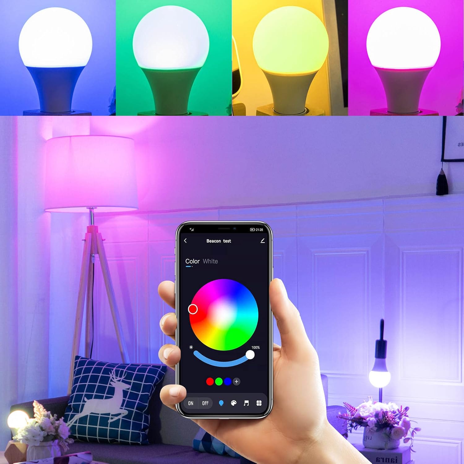 Smart WiFi LED Bulb E27  9W RGBCW Dimmable Light With Voice Control For Alexa  Google Home 3