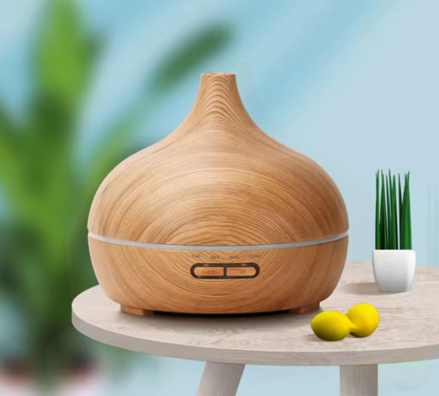 500ml Ultrasonic Essential Oil Diffuser  Wood Grain Aroma Humidifier With Remote Control  7Color LE 2