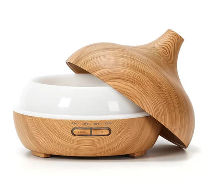 500ml Ultrasonic Essential Oil Diffuser  Wood Grain Aroma Humidifier With Remote Control  7Color LE 8