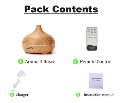 500ml Ultrasonic Essential Oil Diffuser  Wood Grain Aroma Humidifier With Remote Control  7Color LE 7