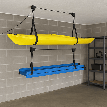 2-Pack Kayak Hoist Lift System 125 lb Capacity Each Overhead Garage Storage for Canoes Bikes and More
