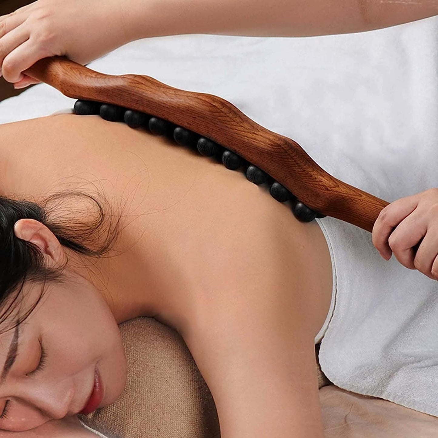 Beech Wood Guasha Scraping Stick  820Bead Universal Back  Abdominal Massager For Tendon Relaxation  1