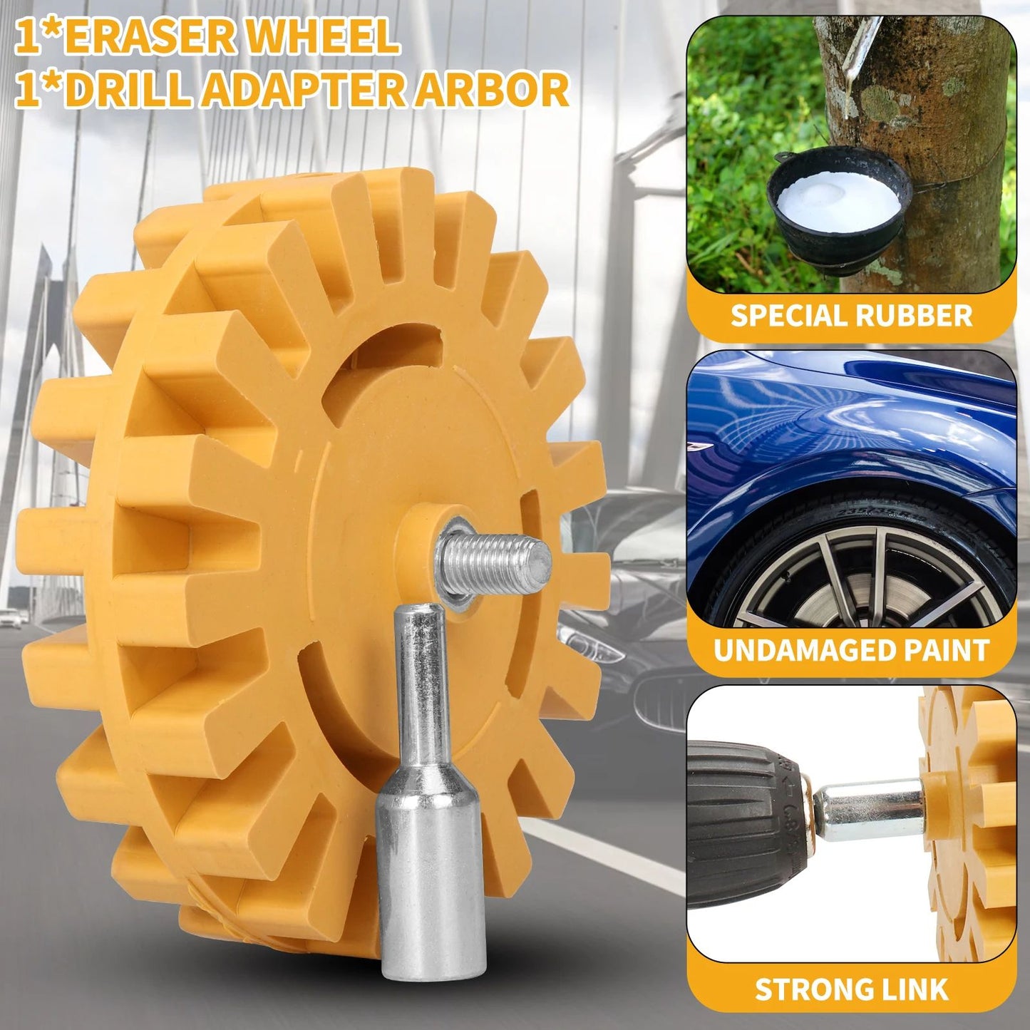 SIFANG Adhesive Remover Rubber Wheel Car Eraser Tool With Smooth Drill Adapter For Paint Repair  Vi 2