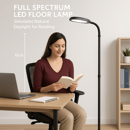 Natural Full Spectrum LED Floor Lamp 60 In Tall Sunlight Therapy  Reading Light 2