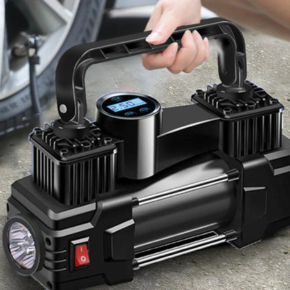 Air Compressor Dual Cylinder Tire Inflator Heavy Duty Car Electric Air Pump with LED Light Portable Auto Inflatable Pump