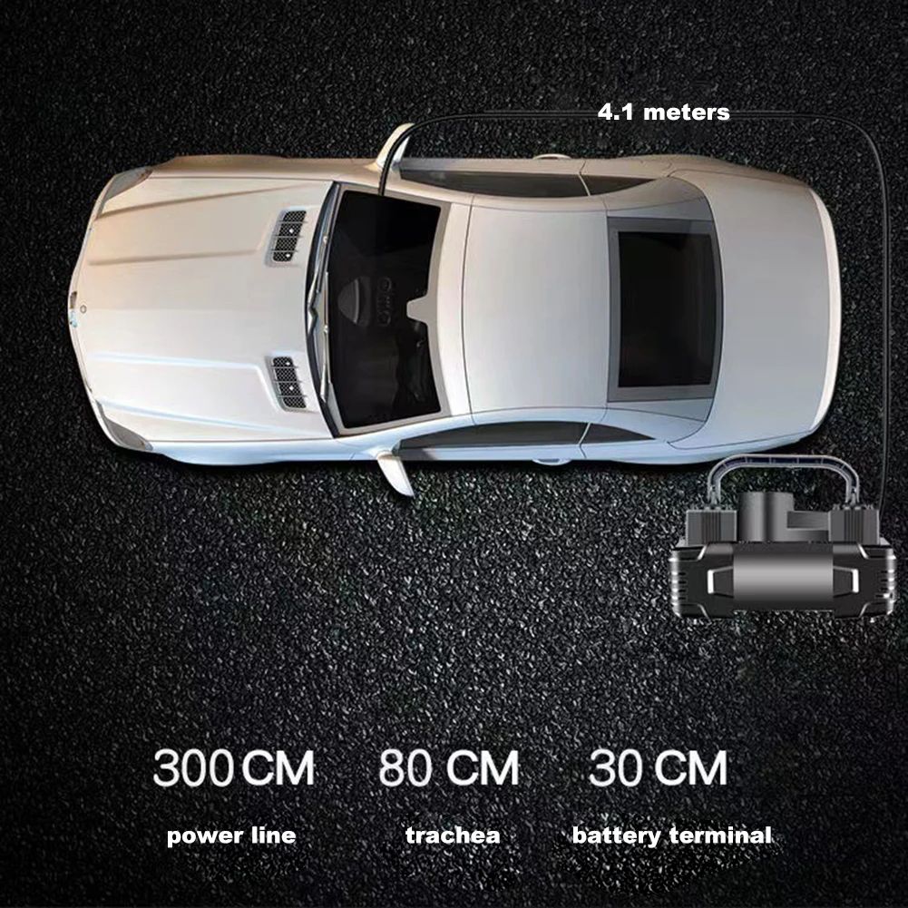 Air Compressor Dual Cylinder Tire Inflator Heavy Duty Car Electric Air Pump With LED Light Portable 3
