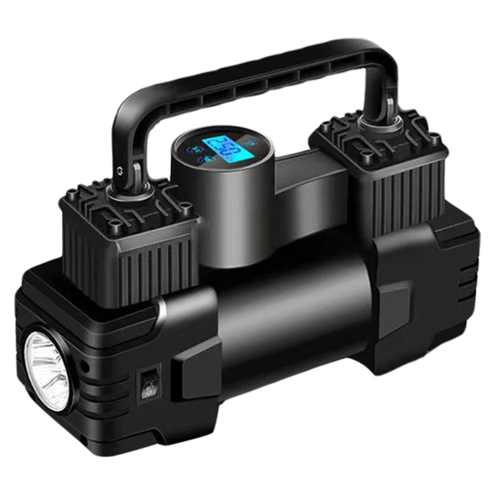 Air Compressor Dual Cylinder Tire Inflator Heavy Duty Car Electric Air Pump With LED Light Portable 6