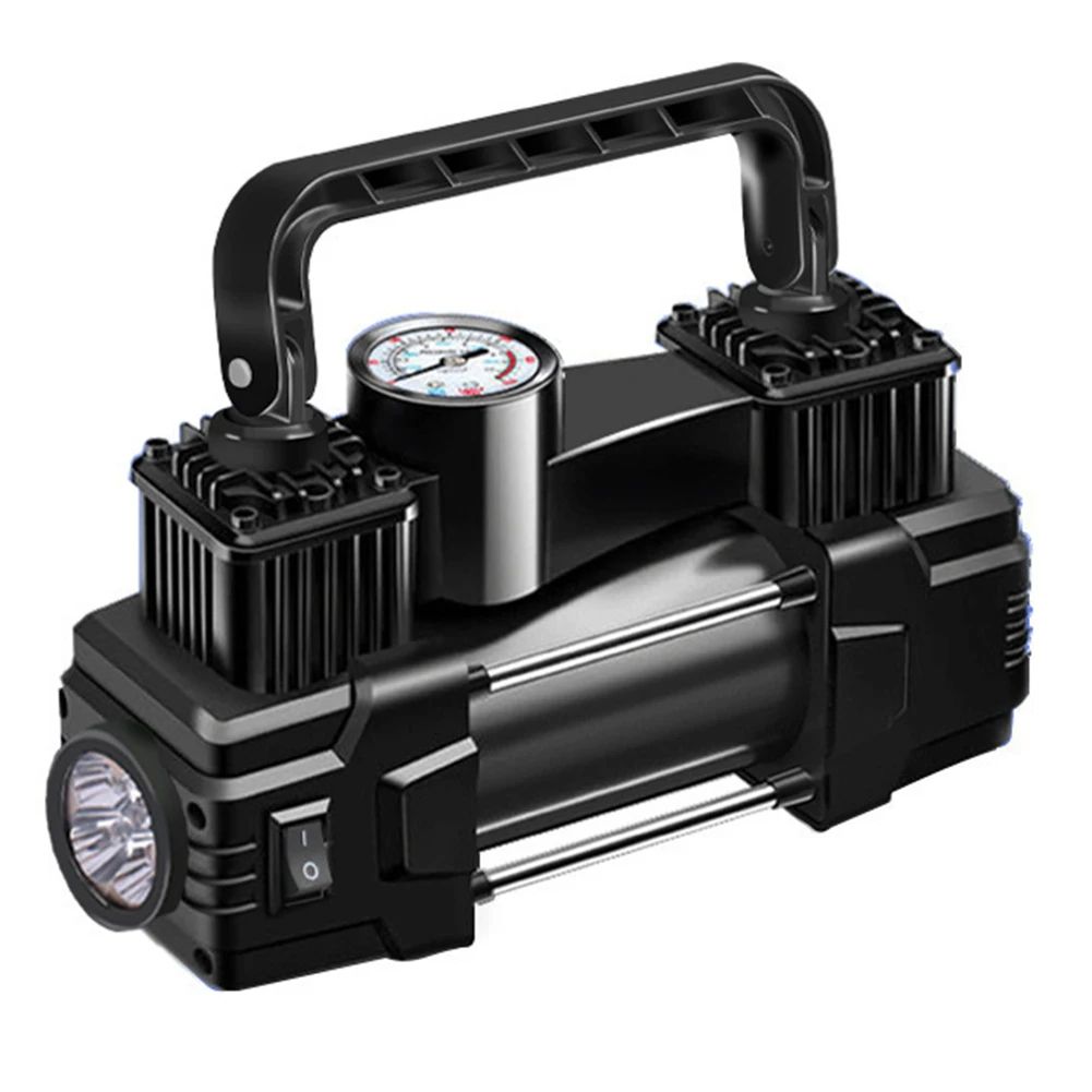 Air Compressor Dual Cylinder Tire Inflator Heavy Duty Car Electric Air Pump With LED Light Portable 7