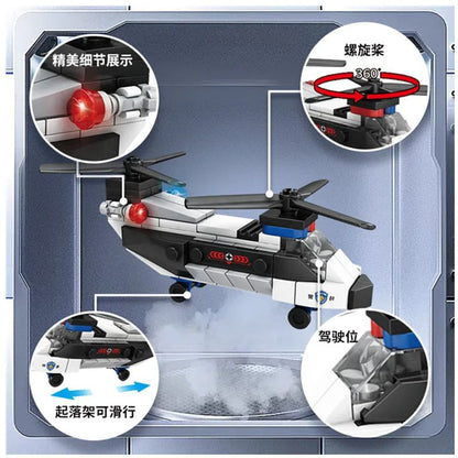 SWAT Super Police DualRotor Helicopter  City Plane DIY MOC Building Blocks Set Classic Model Bricks 4