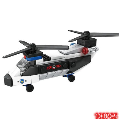 SWAT Super Police DualRotor Helicopter  City Plane DIY MOC Building Blocks Set Classic Model Bricks 7