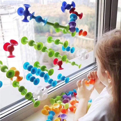 Suction Cup Toy Set, Soft Throw Darts, Building Blocks Pop Sucker Fidget Toy for Kids & Parent-Child Interactive Game